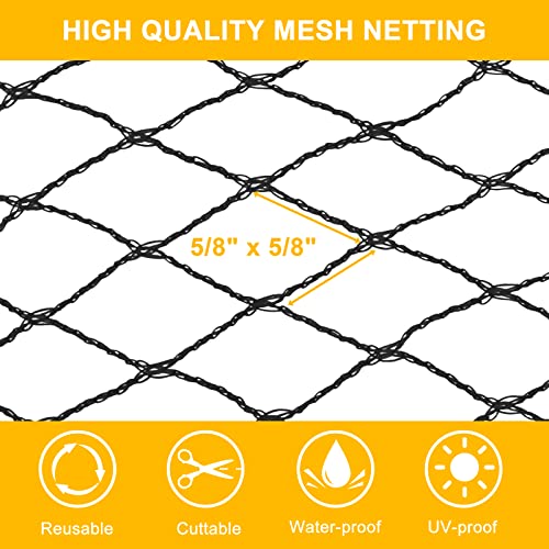 Garden Netting-6ft x 75ft Bird Netting for Garden, Heavy Duty Mesh Reusable Garden Net Protect Fruits Trees Plants Vegetable,Trellis Netting Pond Netting for Birds, Deer, Squirrels, Animals, Black