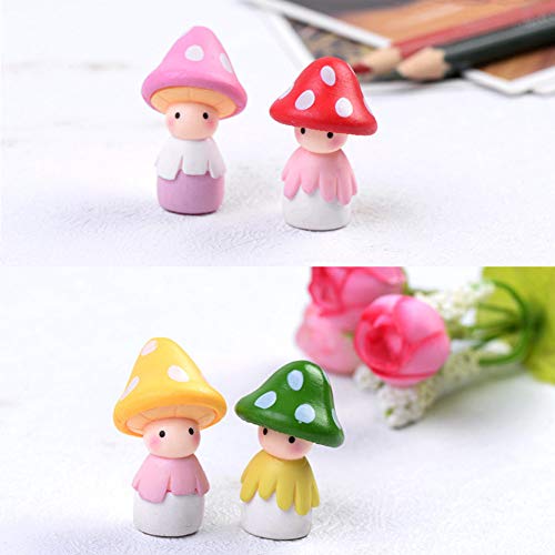 MAOMIA Fairy Mushroom Doll Figurines 4 Pcs Miniature Fairy Garden Micro Landscape Mini Dollhouse Garden Decoration Outdoor Decoration