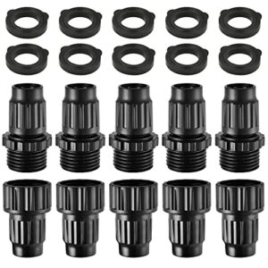 milkary 5 sets garden expandable hose repair kit, plastic water faucet adapter hose female male connectors with 10 pieces 3/4 inch rubber gaskets, garden hose fittings