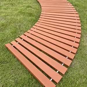 i frmmy Outdoor Roll Out Curved Pathway for Garden Walkway Weather Resistant, Made of PS Wood (4.6-6.5 ft Longx 18 inch Wide)
