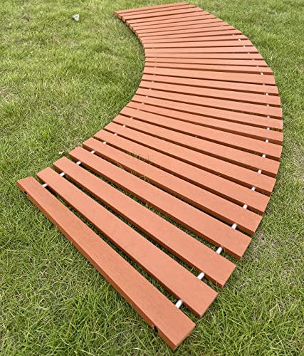 i frmmy Outdoor Roll Out Curved Pathway for Garden Walkway Weather Resistant, Made of PS Wood (4.6-6.5 ft Longx 18 inch Wide)