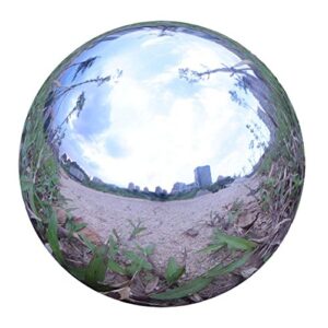 durable stainless steel gazing ball, hollow ball mirror globe polished shiny sphere for home garden (10 inch)