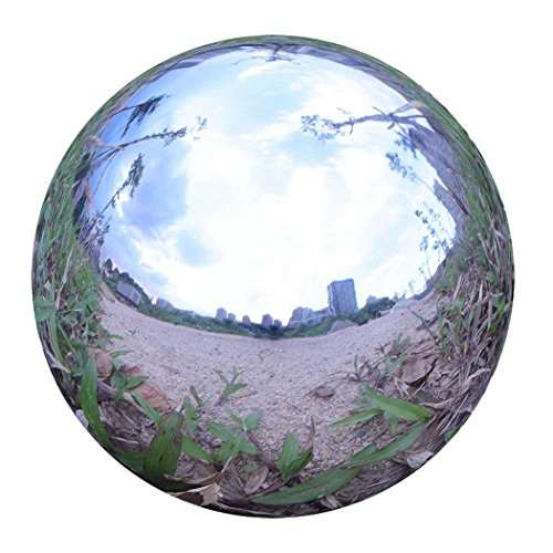 Durable Stainless Steel Gazing Ball, Hollow Ball Mirror Globe Polished Shiny Sphere for Home Garden (10 Inch)