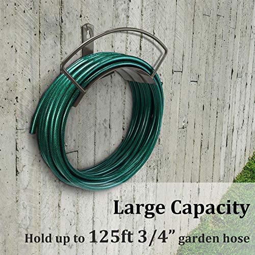 Wall Mounted Garden Hose Holder Hold 125ft 3/4" Hose, Durable and Heavy Duty Rust-Free Hose Hanger for Water Hose, Keep Your Backyard Neat and Clean,Brown