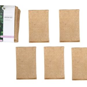 Jute Gardens 5 Pack of I Gallon Biodegradable Grow Pot Nursery Pots - Growing Plants - Plastic Free - Flowers Vegetable Planter - Potting Bags - Jute Fabric - Planting - Smart Design Pots