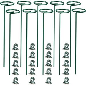 sunyay 12 inch green plant support stakes metal garden stakes flower support stakes and rings for amaryllis orchid lily sunflower rose narcissus 10 pcs