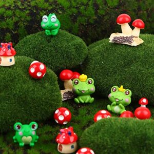 RUIYELE 96 Pcs Cute Frog Mushroom Miniature Figurines Fairy Garde Resin Miniature Ornaments Landscape DIY Bonsai Craft for Home Decoration Supplies