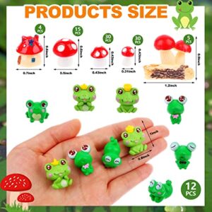 RUIYELE 96 Pcs Cute Frog Mushroom Miniature Figurines Fairy Garde Resin Miniature Ornaments Landscape DIY Bonsai Craft for Home Decoration Supplies