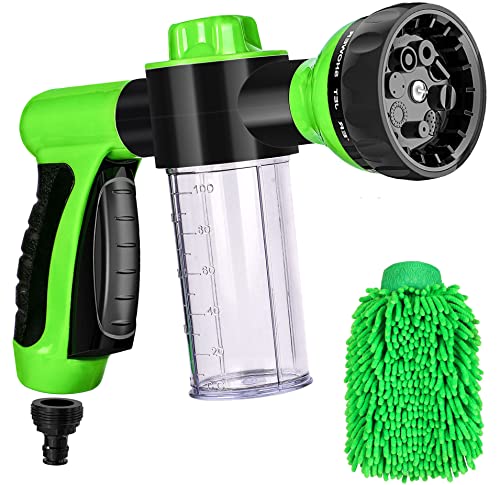 StaiBC Garden Hose Nozzle, High Pressure Water Hose Nozzle Spray Nozzle with 3.5oz Soap Dispenser Bottle Snow Car Wash Foam Gun for Watering Plants, Lawn, Patio, Cleaning, Showering Pet