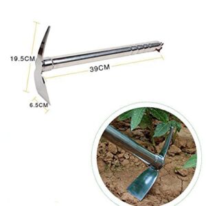 C&L Garden Hoe Pick Stainless Steel Hand Tools 15 Inch Gardening Cultivator Weeding Seeding Multipurpose