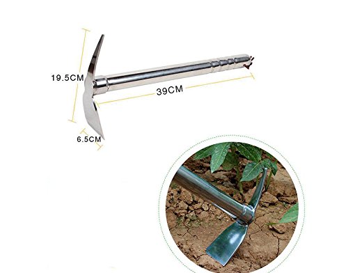 C&L Garden Hoe Pick Stainless Steel Hand Tools 15 Inch Gardening Cultivator Weeding Seeding Multipurpose