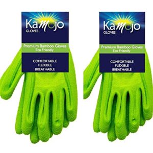kamojo bamboo gardening gloves for women & men (2 pairs pack) breathable durable textured grip garden & work gloves (small)