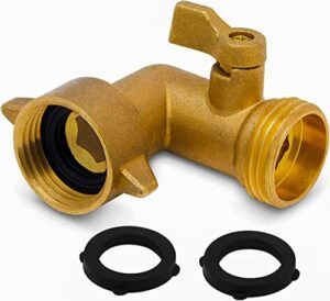 morvat hose elbow connector 90 degree, water hose elbow connector, brass elbow hose connector, garden hose connector, solid brass elbow shaped water spigot with on/off shutoff valve…