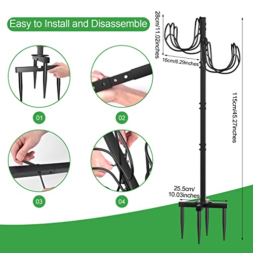 EVEAGE Upgraded Water Hose Holder Freestanding, Hose Stand Outdoor, Garden Hose Holder Stake for Outside Yard, Detachable Double-Sided Suspension Heavy Duty Thick Metal