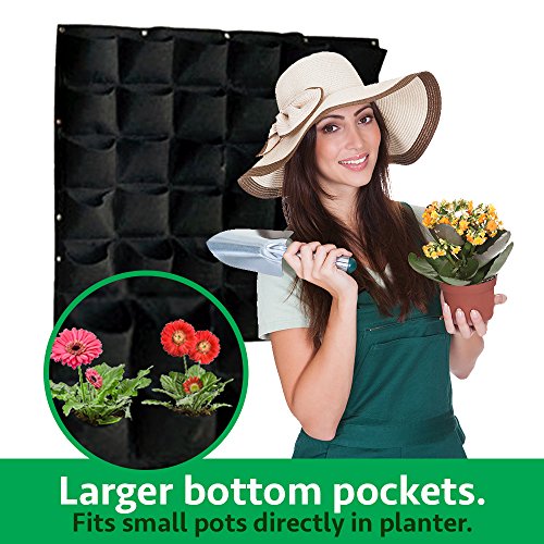 Active Gear Guy Vertical Hanging Outdoor Wall Planter with 36 Felt Pockets to Hold Living or Artificial Plants, Flowers, and Herbs, Great Décor for Patios, Gardens, and Entryways, Lightweight