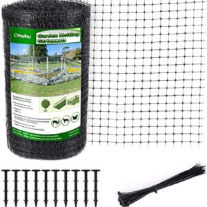 Ohuhu 6.8 x 100 FT Heavy Duty Bird Netting with Cable Ties & Ground Nails, PP Material Anti-Bird Reusable Garden Netting for Fruit, Vegetable, Plant Trees, Plastic Deer Netting Fencing Protection