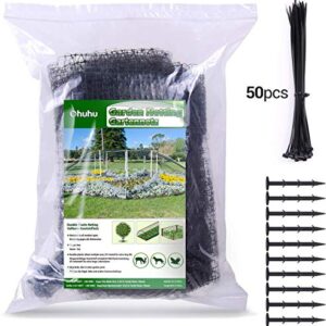 Ohuhu 6.8 x 100 FT Heavy Duty Bird Netting with Cable Ties & Ground Nails, PP Material Anti-Bird Reusable Garden Netting for Fruit, Vegetable, Plant Trees, Plastic Deer Netting Fencing Protection