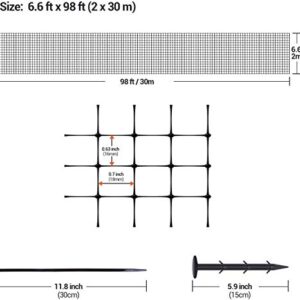 Ohuhu 6.8 x 100 FT Heavy Duty Bird Netting with Cable Ties & Ground Nails, PP Material Anti-Bird Reusable Garden Netting for Fruit, Vegetable, Plant Trees, Plastic Deer Netting Fencing Protection