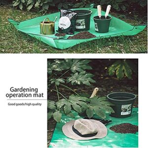 2Pack Plant Repotting Square Mats,39.3Inch Foldable Garden Transplanting Work Cloth,Waterproof Dirty Catcher Gardening Succulent Potting Tarp for Indoor Bonsai Succulents Plant Care (Green)