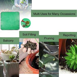 2Pack Plant Repotting Square Mats,39.3Inch Foldable Garden Transplanting Work Cloth,Waterproof Dirty Catcher Gardening Succulent Potting Tarp for Indoor Bonsai Succulents Plant Care (Green)