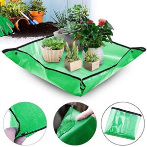 2Pack Plant Repotting Square Mats,39.3Inch Foldable Garden Transplanting Work Cloth,Waterproof Dirty Catcher Gardening Succulent Potting Tarp for Indoor Bonsai Succulents Plant Care (Green)