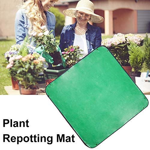 2Pack Plant Repotting Square Mats,39.3Inch Foldable Garden Transplanting Work Cloth,Waterproof Dirty Catcher Gardening Succulent Potting Tarp for Indoor Bonsai Succulents Plant Care (Green)