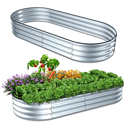 Galvanized Raised Garden Bed 6 x 3 x 1ft Easy Quick Garden Setup Raised Garden Boxes Outdoor Planter Box Optional Size Rustproof Planter Box With No Bottom For Vegetables, Flowers, Herbs 2-pack