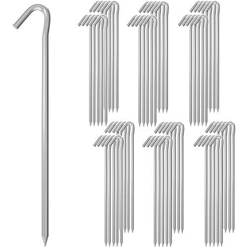 MySit 9" Tent Stakes Inflatable Stake 60 Pack, Heavy Duty Galvanized Metal Tent Pegs Garden Staples Ground Pins Camping Fence Hooks for Inflatables, Outdoor Garden Christmas Decorations, Trap