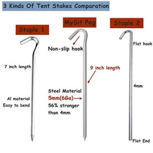 MySit 9" Tent Stakes Inflatable Stake 60 Pack, Heavy Duty Galvanized Metal Tent Pegs Garden Staples Ground Pins Camping Fence Hooks for Inflatables, Outdoor Garden Christmas Decorations, Trap