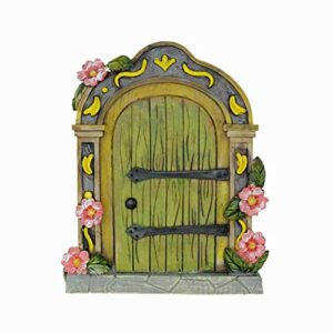 muamax fairy garden door accessories fairy doors wall outdoor mystical miniature garden door for tree trunk (green)