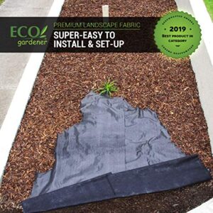 ECOgardener Premium 5oz Pro Garden Weed Barrier Landscape Fabric Durable & Heavy-Duty Weed Block Gardening Mat, Easy Setup & Superior Weed Control, Eco-Friendly & Convenient Design, 3ft x 50ft