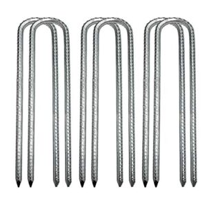 ground stakes, tent nails, ground anchors garden staples steel galvanized pegs, heavy duty u landscape pins for camping tents trampoline canopies sheds ports gardening 12 inch 6pack