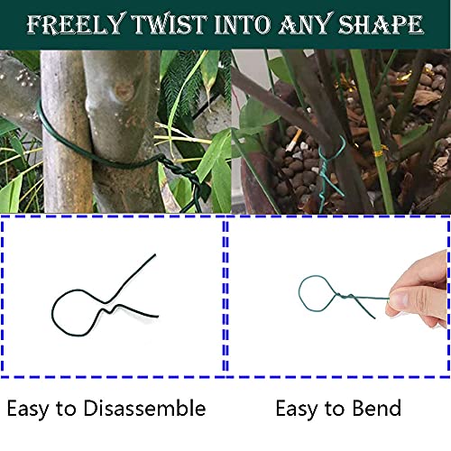 Cyauatt 328 Feet Diameter 0.06"/1.5mm Plant Twist Tie with Plastic Coated, Multipurpose Green Gardening Metal Wire,Garden Plant Training Wire Suitable for Gardening ,Home and Office