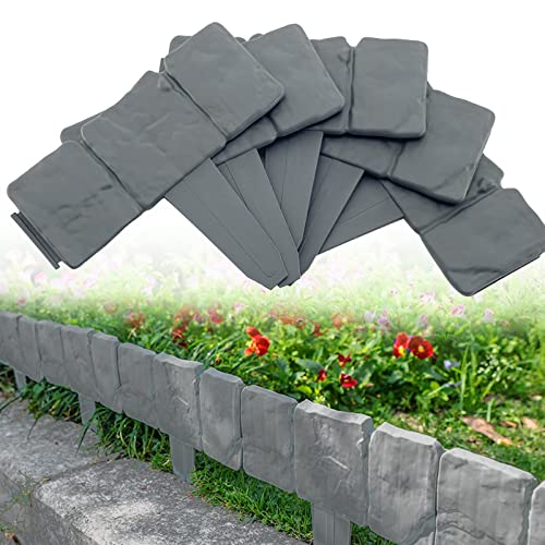 Garden Border Edging,16ft Plastic Flower Bed Edging for Edging DIY Decorative Flower Grass Bed Border,20pcs(Grey)