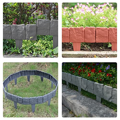 Garden Border Edging,16ft Plastic Flower Bed Edging for Edging DIY Decorative Flower Grass Bed Border,20pcs(Grey)