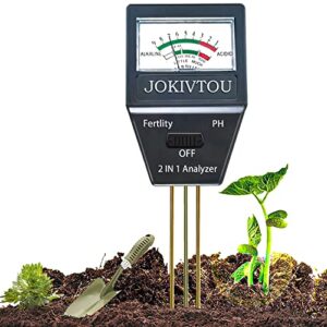 jokivtou 2 in 1 soil ph & fertility analyzer, soil test kit for ph, soil testing kit for garden, great for gardening, farming, indoor, outdoor,4th of july(no battery needed)