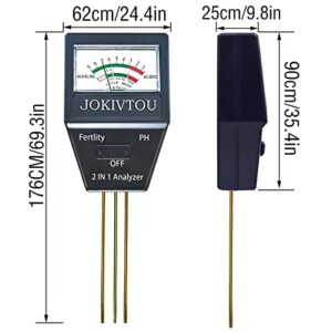 JOKIVTOU 2 in 1 Soil PH & Fertility Analyzer, Soil Test Kit for PH, Soil Testing Kit for Garden, Great for Gardening, Farming, Indoor, Outdoor,4th of July(No Battery Needed)