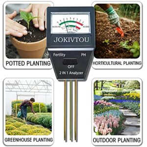 JOKIVTOU 2 in 1 Soil PH & Fertility Analyzer, Soil Test Kit for PH, Soil Testing Kit for Garden, Great for Gardening, Farming, Indoor, Outdoor,4th of July(No Battery Needed)