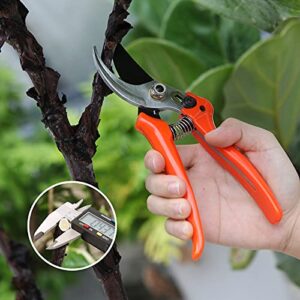 VINGTOK Garden Pruning Shears, 8'' Professional Hand Clippers & Trimmers, Heavy Duty Bypass Scissors for Plant, Pruner Garden Tool with Hardness Carbon Steel Blades for Gardeners, Women, Men