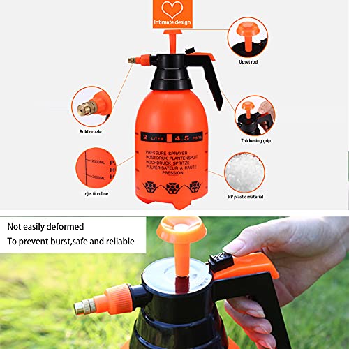 JoyTube 2 PCS Garden Pressure Sprayer 2-Liter Pump Water Sprayer Bottle Portable One-Hand Grip for General Use Cleaning, Washing