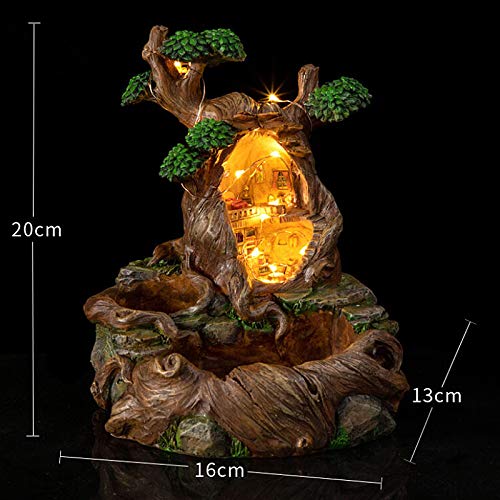 Develoo Fairy Garden Mini Succulent Pot, Creative DIY Resin Tree Shape Plants Pot with LED String Fleshy Flower Platter Pots Succulent Cactus Plant Pot Planters Gardening Gifts Statues