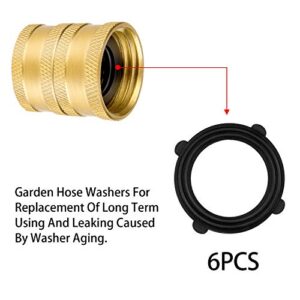 2 Pack 3/4 Inch Garden Hose Adapter and 4 Pcs Washers, Double Female with Dual Swivel for Connector The Male Hose
