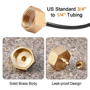 Cairondin Garden Hose to 1/4" Tubing Adapter, 2 Pack Brass Adapter, Connect 1/4" Tubing to 3/4" Garden Hose/Faucet