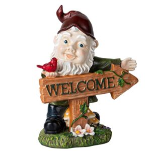 latijishi funny garden gnomes for yard, large gnome garden decorations, 8.75″ gnomes statues and figurines outdoor with bird for lawn