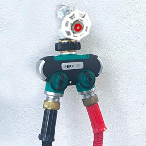 PEP Step Garden Hose Splitter 2 Way Y Connector | Y Valve Double Hose Connector Comfortable Rubberized Grip Garden Water Hose Ball Valve Easy Grip Heavy Duty