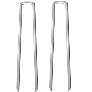 aagut 12 inch 8 gauge galvanized garden landscape staples fence stakes 20 pcs anti-rust landscape pins for secure lawn fabric, weed barrier fabric, ground cover, dripper irrigation tubing soaker hose