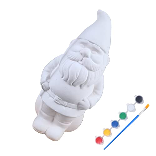 Garden Gnome Statue Paintable Gnome Figurines Ornament Creative Paint Your Own Garden Gnome Craft Activity for Outdoor Children Decorative Ornament