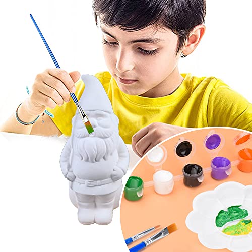 Garden Gnome Statue Paintable Gnome Figurines Ornament Creative Paint Your Own Garden Gnome Craft Activity for Outdoor Children Decorative Ornament