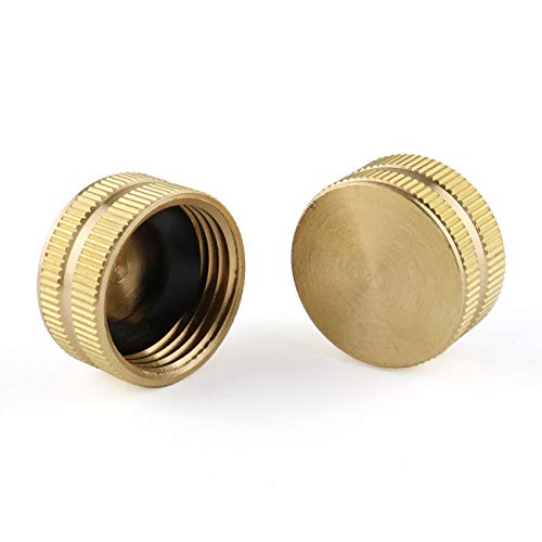 E-outstanding 2PCS 3/4" Brass Garden Hose End Caps with Washers