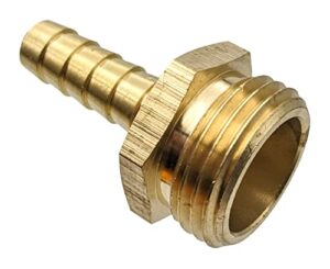 gridtech brass garden hose adapter fitting, 3/8” barb and 3/4” ght male connector, heavy-duty high-pressure support, rust and corrosion resistant